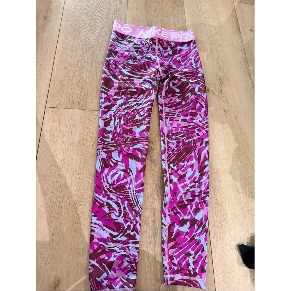 Nike Kids Pink Multi Print Compression Leggings